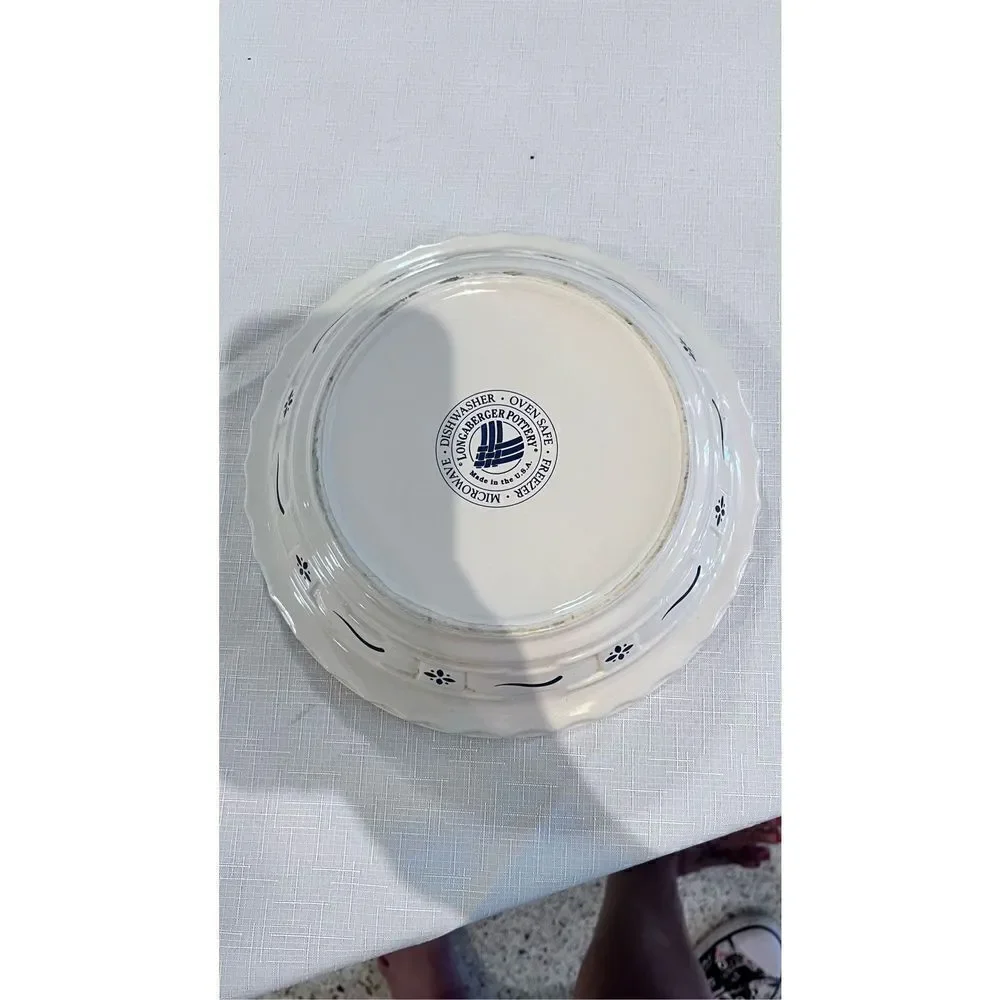 Longaberger Pottery 10-inch Woven Traditions Classic Blue Pie Baking Plate